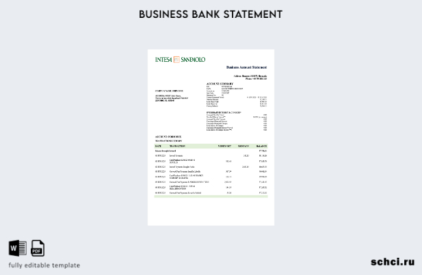 цифровая загрузка Румыния Intesa Sanpaolo выписка по бизнес счету Шаблон в форма